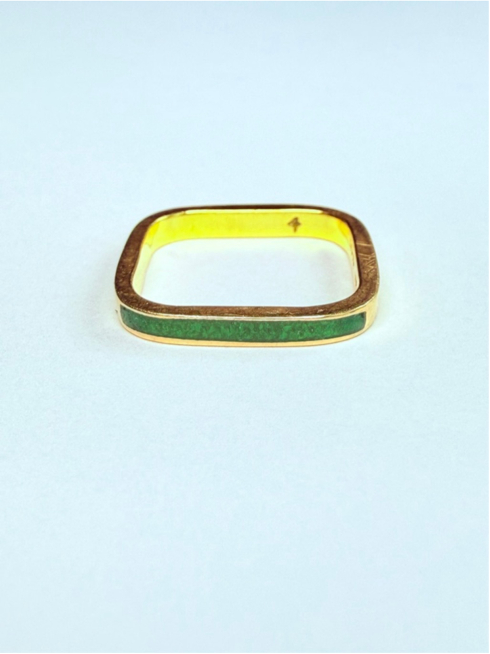 18K Solid Gold Designer NOVA Modern Malachite Inlay Square Band Stacking Ring
